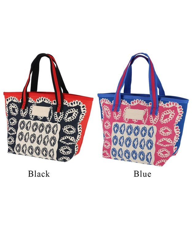 tsumori chisato CARRY ダイヤモンドフラワー ハンドバッグ 手提げ リバーシブル 花柄 ブラック