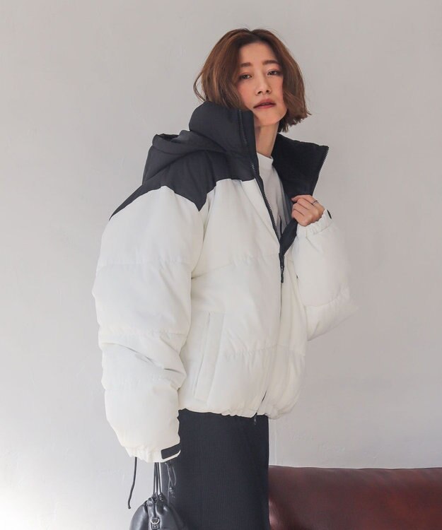 WEGO 【25年秋冬新作/ユニセックス着用ITEM/SMLサイズ展開】2WAYパファーブルゾン ホワイト