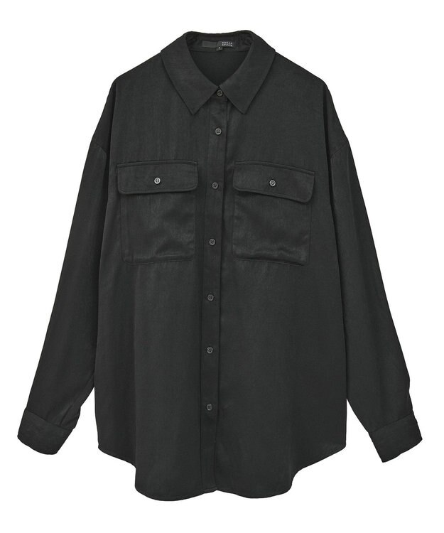 Green Parks ・ＳＵＧＡＲ　ＳＰＯＯＮ　サテンオーバーシャツ Black