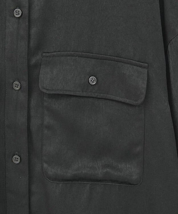 Green Parks ・ＳＵＧＡＲ　ＳＰＯＯＮ　サテンオーバーシャツ Black