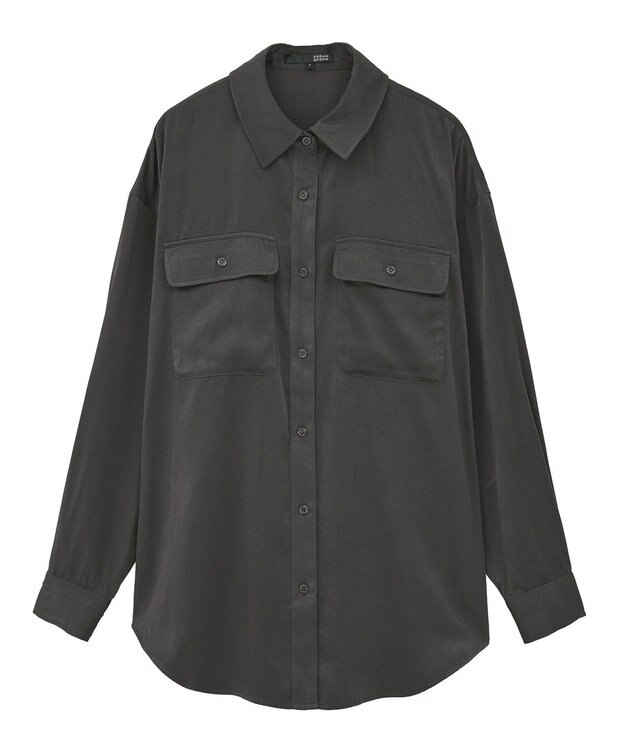 Green Parks ・ＳＵＧＡＲ　ＳＰＯＯＮ　サテンオーバーシャツ Charcoal Gray