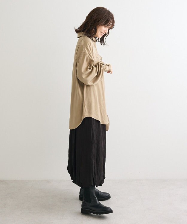 Green Parks ・ＳＵＧＡＲ　ＳＰＯＯＮ　サテンオーバーシャツ Beige