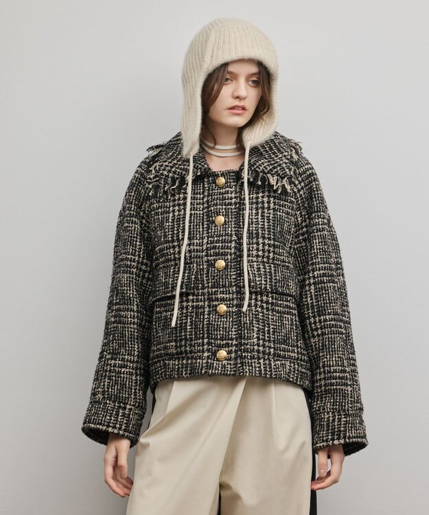 GRACE CONTINENTAL パディングツイードジャケット ベージュ