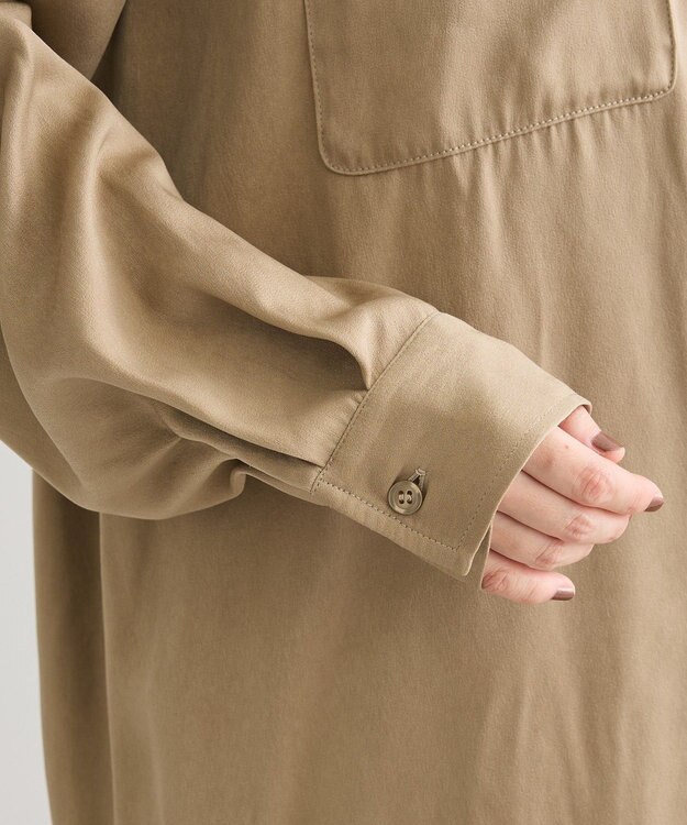 Green Parks ・ＳＵＧＡＲ　ＳＰＯＯＮ　サテンオーバーシャツ Beige