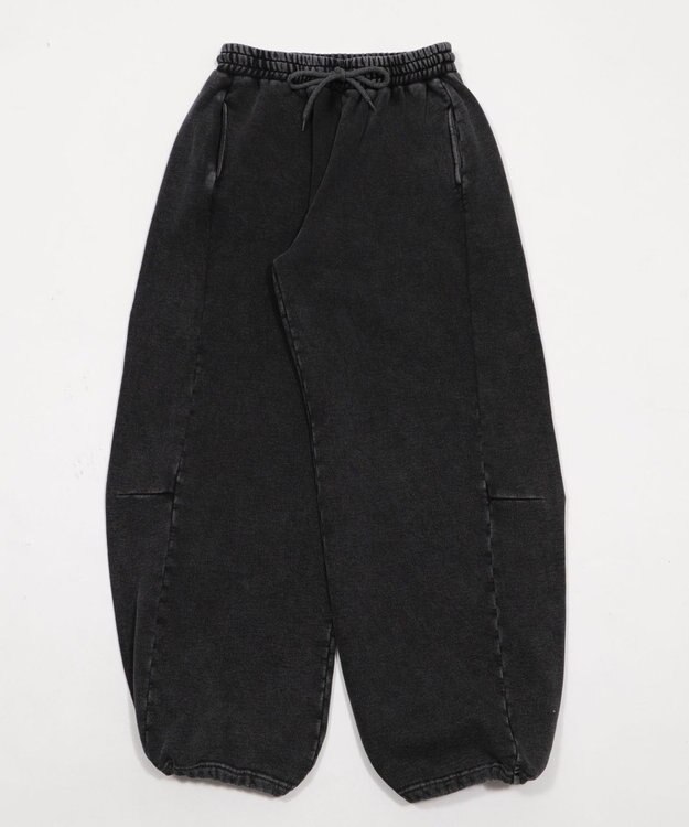 WEGO 【ウエストゴム/SMサイズ展開】裏起毛カーブデザインスウェットパンツ スミクロ