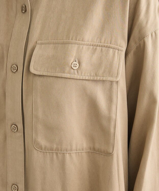 Green Parks ・ＳＵＧＡＲ　ＳＰＯＯＮ　サテンオーバーシャツ Beige