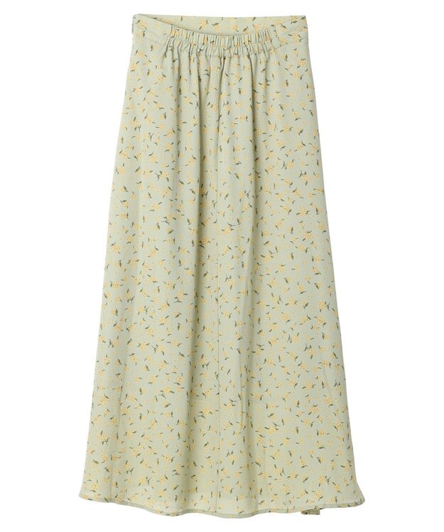 earth music&ecology キンモクセイ柄フレアスカート Green