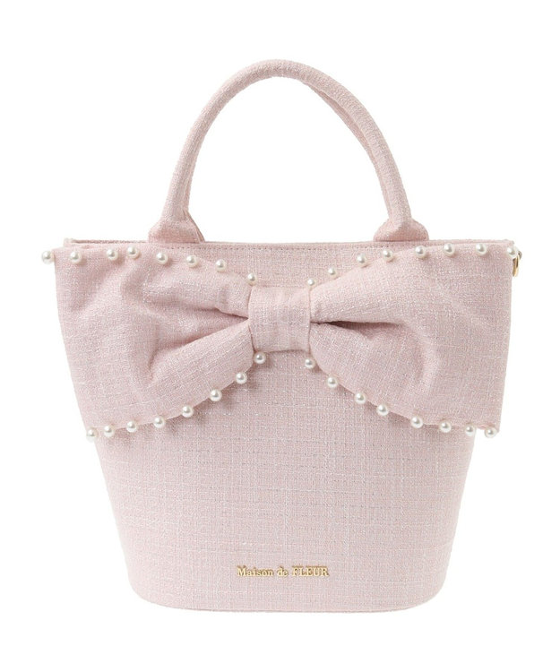 Maison de FLEUR ツイードパールショルダーバッグ Pink