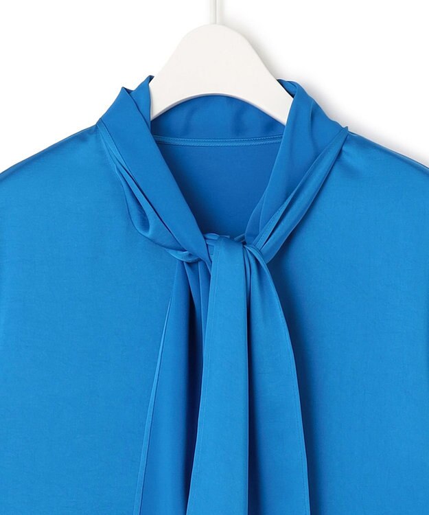 ICB 【洗える】 ヴィンテージストレッチサテン ブラウス サファイア系