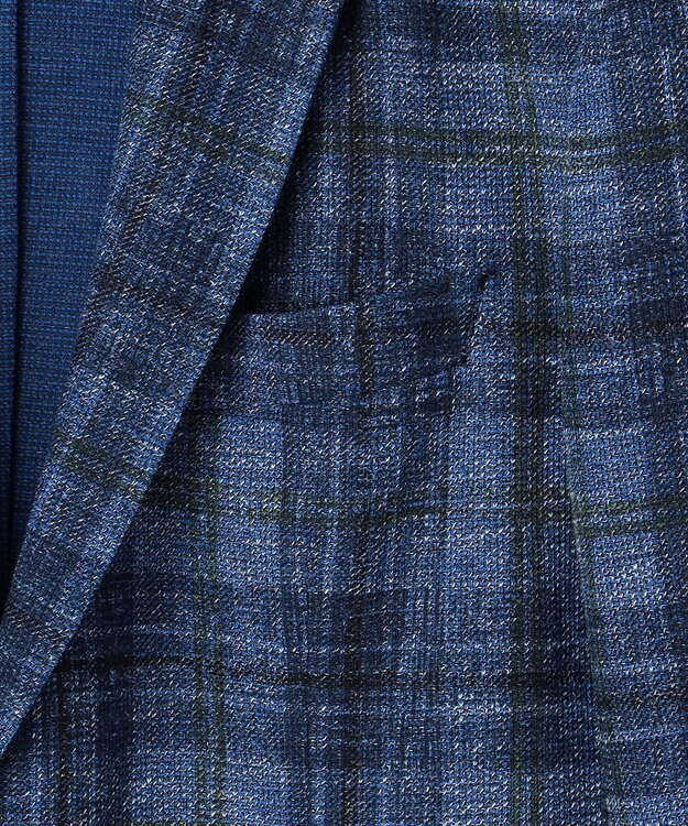 JOSEPH ABBOUD 【イタリア素材/軽量/ストレッチ】サマーツィード ジャージー プリント ジャケット ネイビー系4