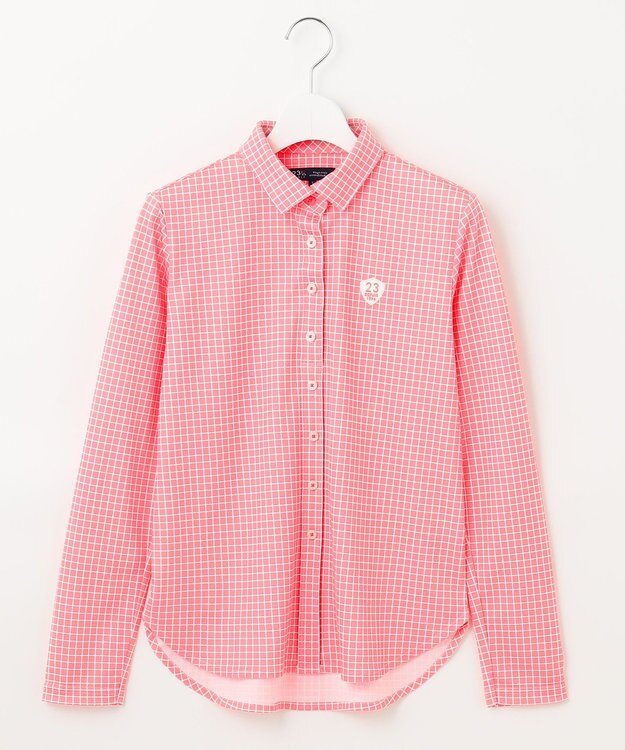 23区GOLF 【WOMEN】【吸水速乾】グラフ柄 長袖シャツ ピンク系3