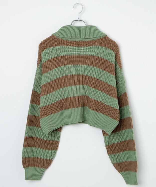 WEGO ハーフジップショートニットプルオーバー 柄2