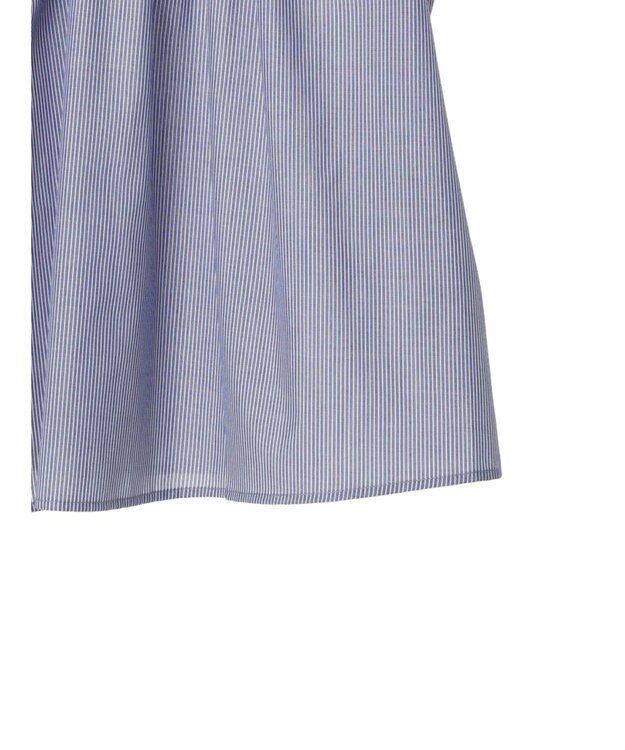 earth music&ecology ギャザーフレンチスリーブブラウス Stripe Navy