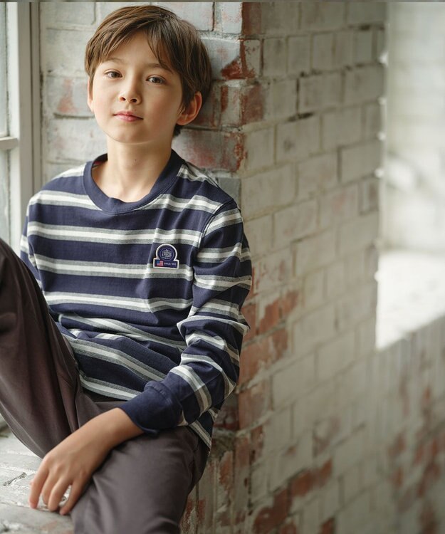 J.PRESS KIDS 【110-130cm】ボーダー 長袖Tシャツ ネイビー系1