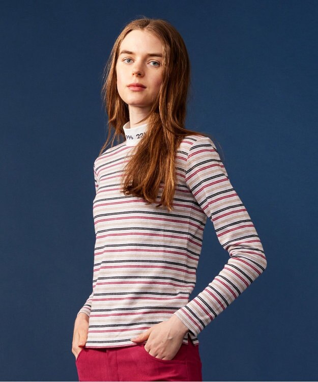 23区GOLF 【WOMEN】エニワイズ ジャガード モックネックシャツ ホワイト系1