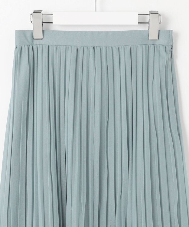 J.PRESS LADIES L 【洗える】オーガンジートリコット プリーツ スカート スモーキーサックス系