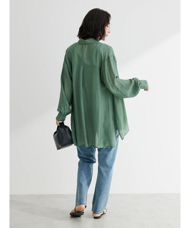 Green Parks レギュラー前後差シアーシャツ Green