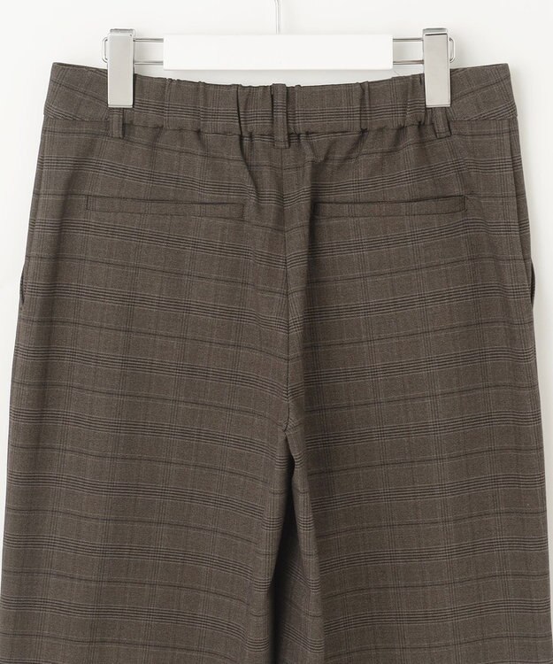 J.PRESS LADIES L 【洗える】T/Rアルガンシルクチェック ワイド パンツ ブラウンチェック系