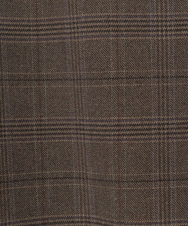 J.PRESS LADIES L 【洗える】T/Rアルガンシルクチェック ワイド パンツ ブラウンチェック系