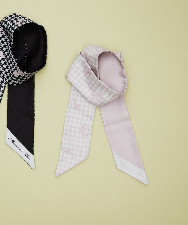 Maison de FLEUR 千鳥リボンプリントスカーフ Pink