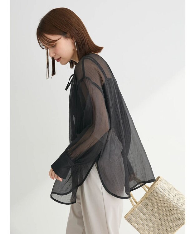 Green Parks ・ＥＬＥＮＣＡＲＥ　ＤＵＥ　２ｗａｙシアーブラウス Black