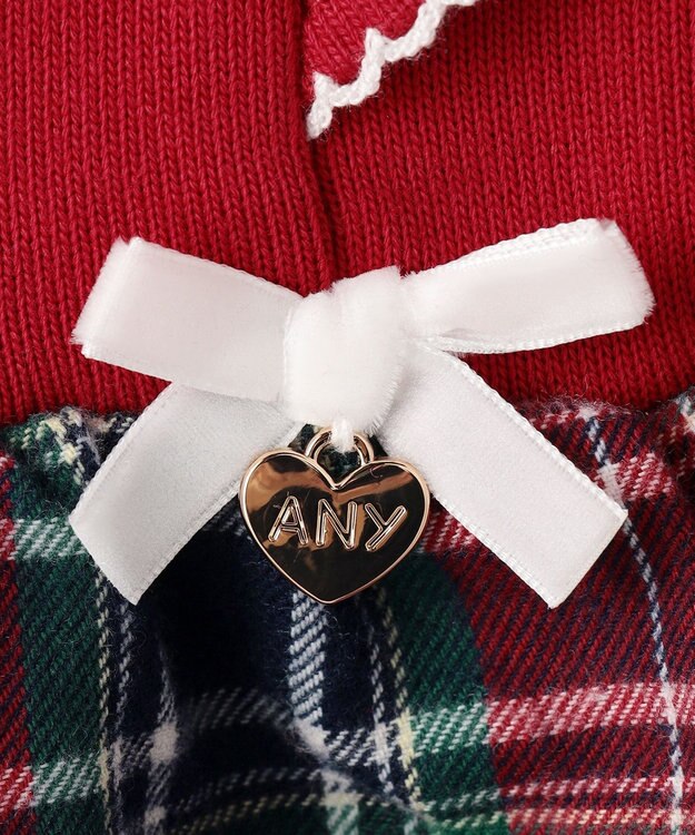 ANY KIDS チェック柄 ドッキング ワンピース レッド×チェック