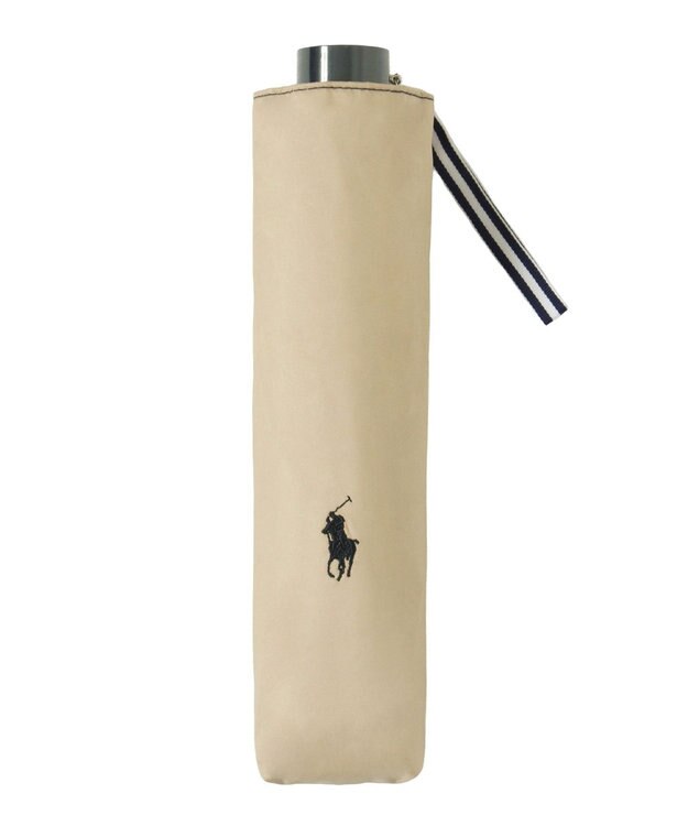 MOONBAT 【遮熱・遮光】POLO RALPH LAUREN(ポロ ラルフローレン)無地 PP刺繍 晴雨兼用 雨傘 折りたたみ傘 簡単開閉 ベージュ