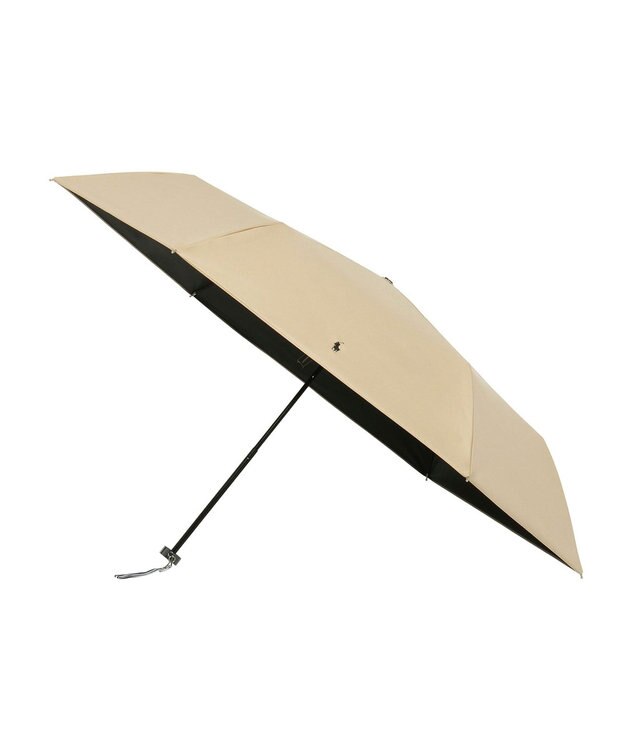 MOONBAT 【遮熱・遮光】POLO RALPH LAUREN(ポロ ラルフローレン)無地 PP刺繍 晴雨兼用 雨傘 折りたたみ傘 簡単開閉 ベージュ