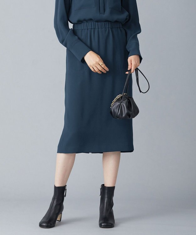 ICB 【WEB限定カラーあり・洗える】ライトダブルクロス スカート パイングリーン系