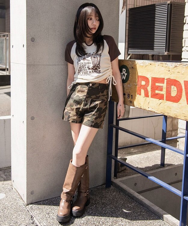 WEGO キーネックサイドレースアップちびT 柄6