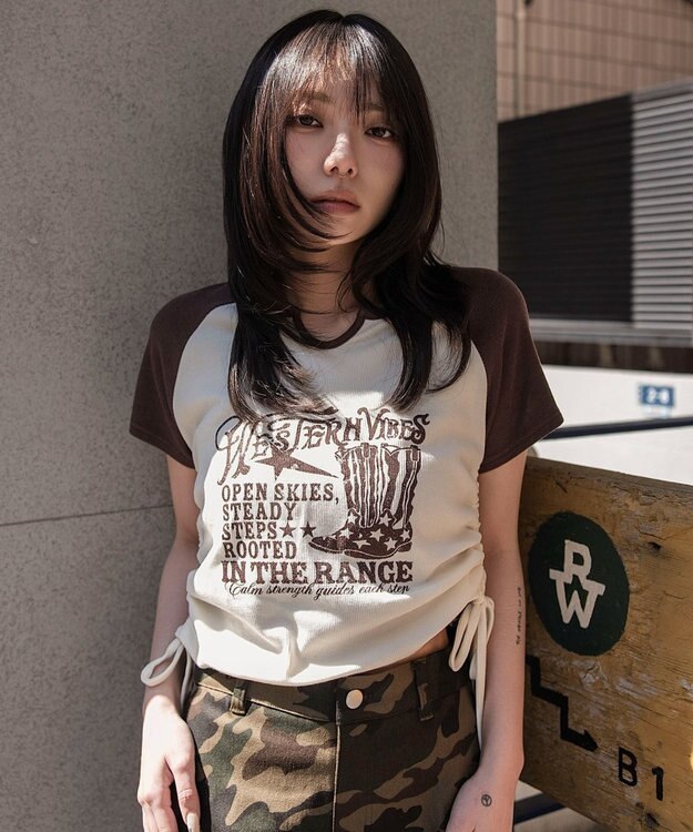 WEGO キーネックサイドレースアップちびT 柄6