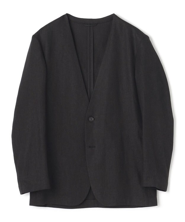 JOSEPH HOMME ペアースキンリネン　ノーカラージャケット ブラック系