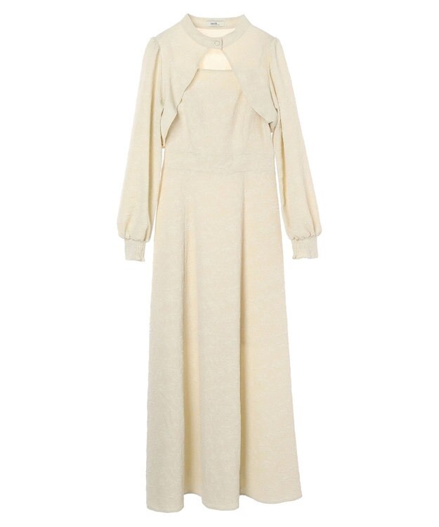 earth music&ecology ＳＥＴ２点ジャガードボレロ＋ワンピース Ecru