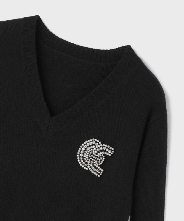 GRACE CONTINENTAL ライン配色ニットワンピース ブラック