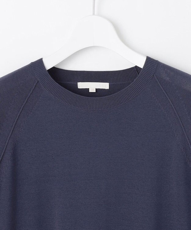 自由区 L 【洗える】タフタコンビ半袖 ワンピース インディゴブルー×ブラック