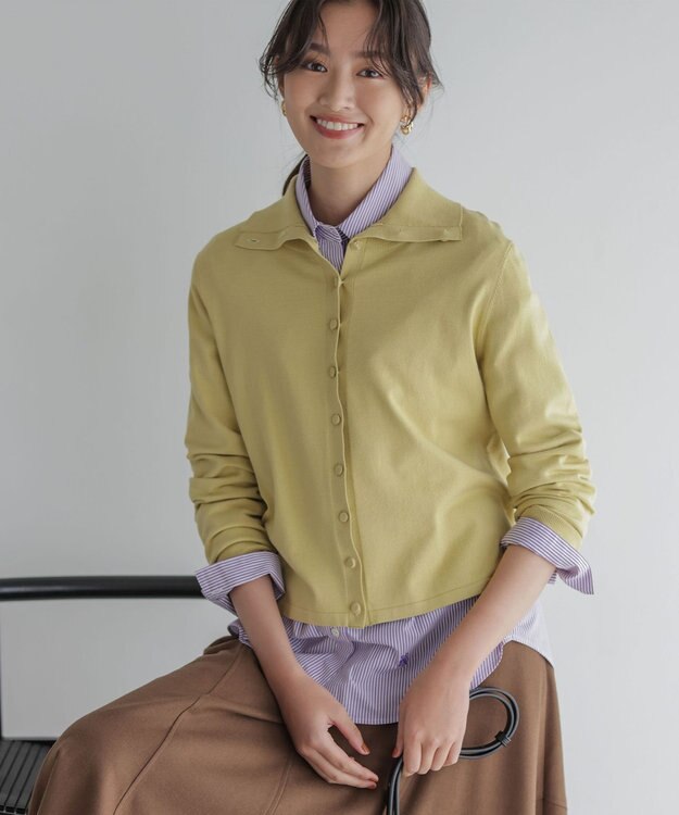 組曲 L 【前後着用可 / 加藤ローサさん着用】スムースストレッチタートル ニット イエロー系