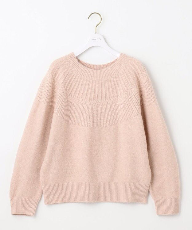 ANY SIS L 【洗える】ソフトタッチ求心 ニット ペールピンク