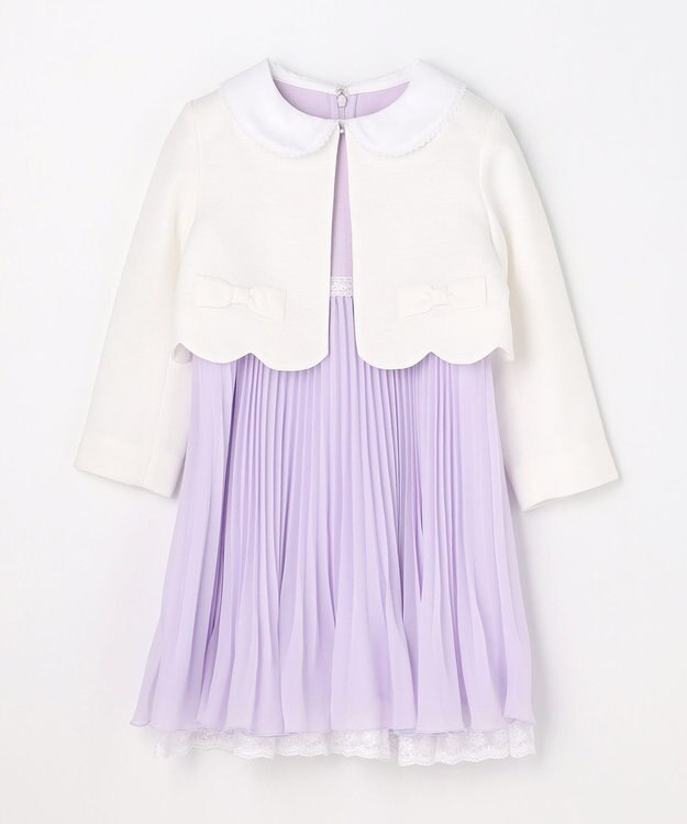 ANY KIDS 【2点セット】リボンボレロジャケット+シフォンプリーツ ワンピース ラベンダー