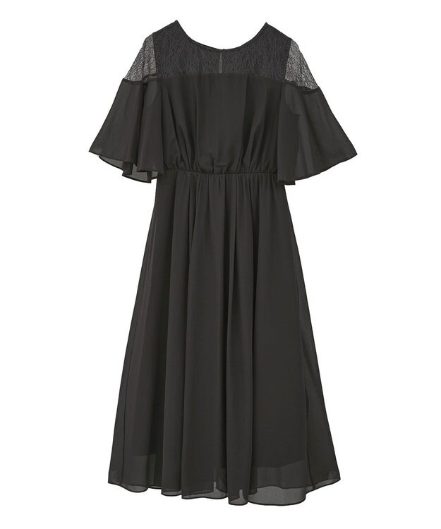 YECCA VECCA レース切替シフォンドレス Charcoal Gray