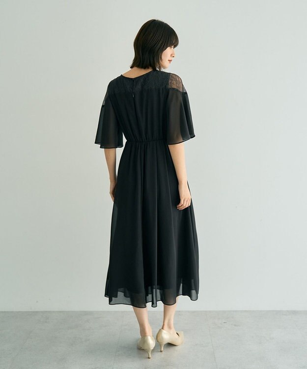 YECCA VECCA レース切替シフォンドレス Charcoal Gray