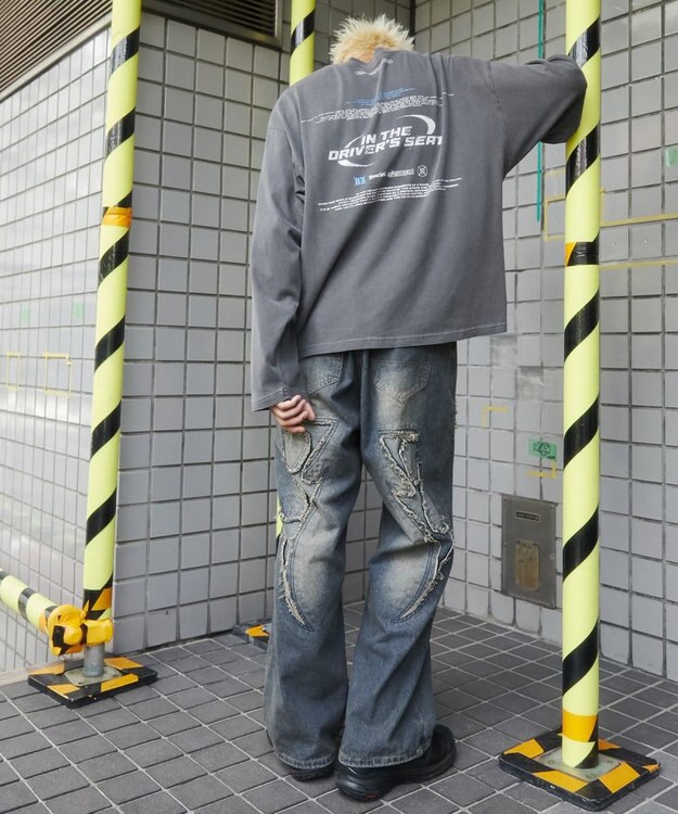 WEGO ピグメントスリーブロゴT（LS） 柄1