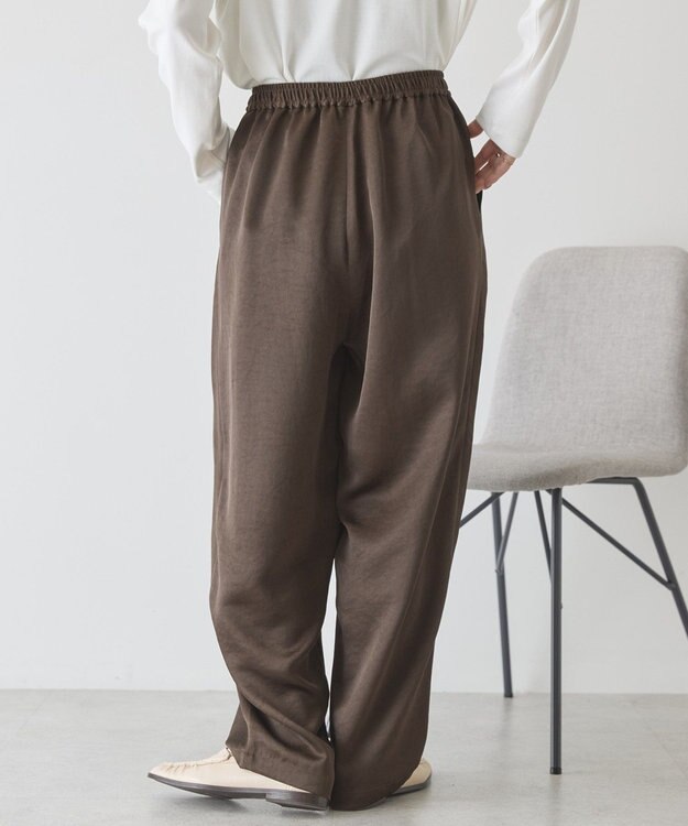 AMERICAN HOLIC 【イージーケア】サテンカーブパンツ Brown