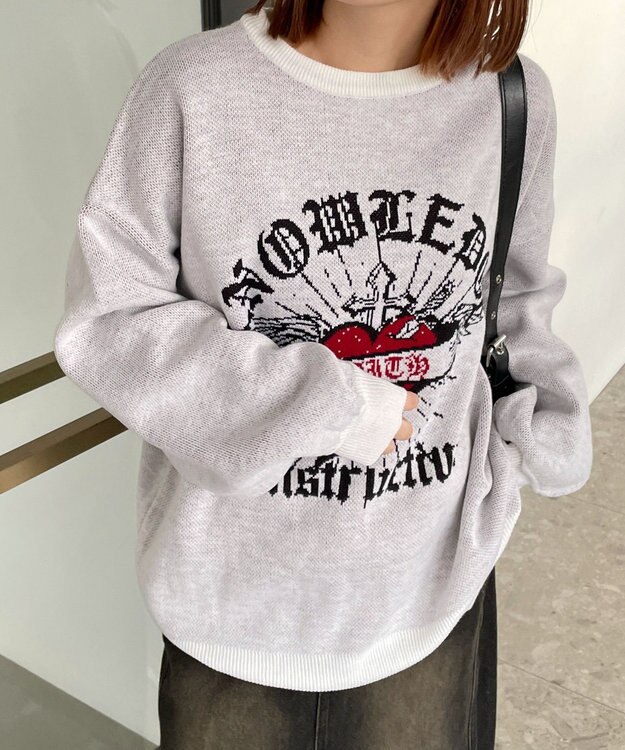 WEGO グラフィックBIGニットプルオーバー 柄6