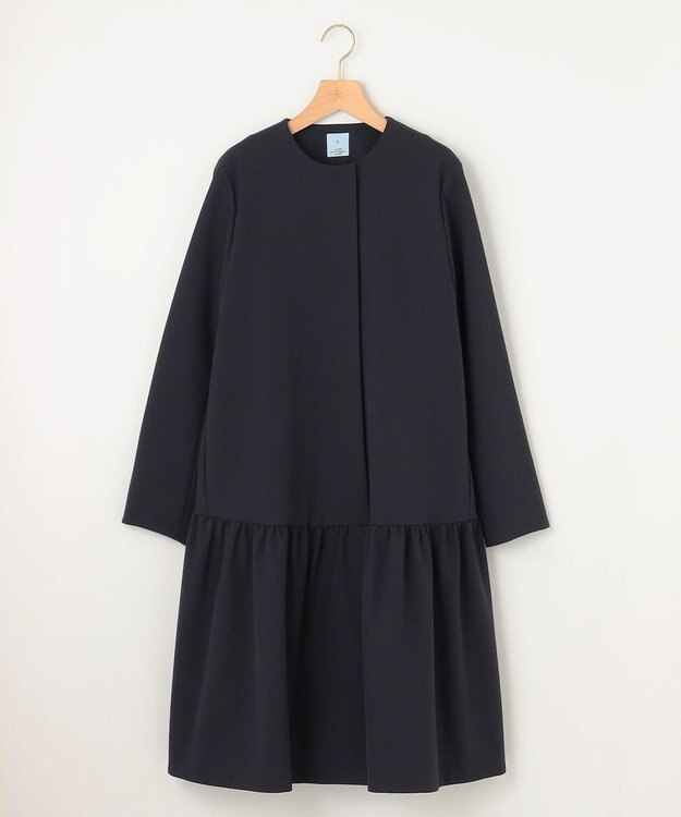 組曲 S 【KUMIKYOKU NAVY】ダブルクロスストレッチ ノーカラーコート ネイビー系
