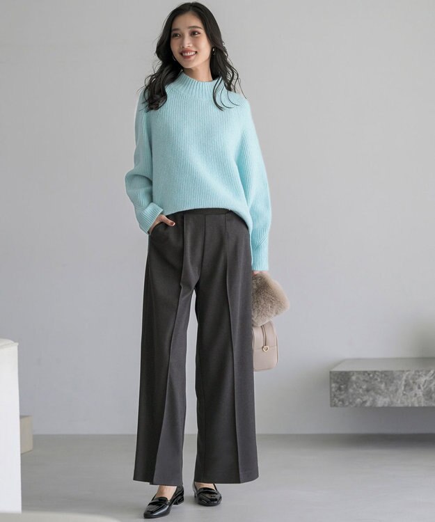 ANY SIS L ハイネックAir ニット ライトブルー