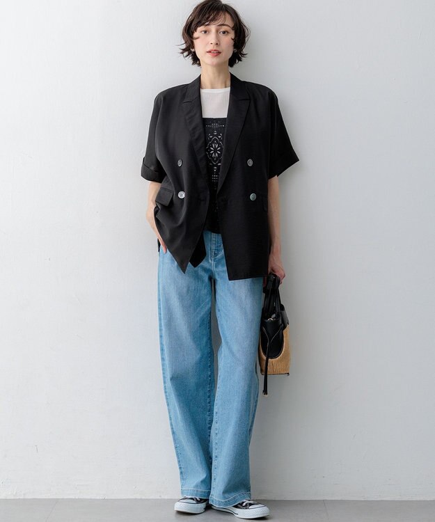 23区 【先行予約】ラッセルオーナメントレース キャミソール ブラウス ブラック系