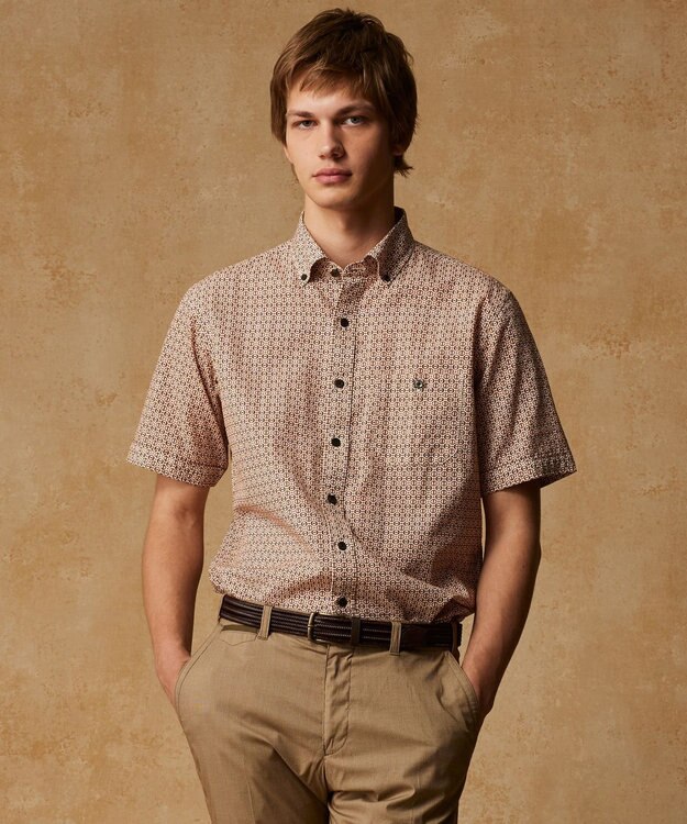 JOSEPH ABBOUD 【サスティナブル】ジオメットリックパターン シャツ オレンジ系5