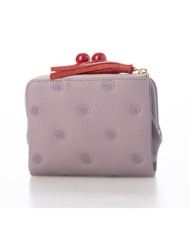 UNBILLION ペルケ perche / アクリル玉がま口2つ折り財布 ラベンダードット