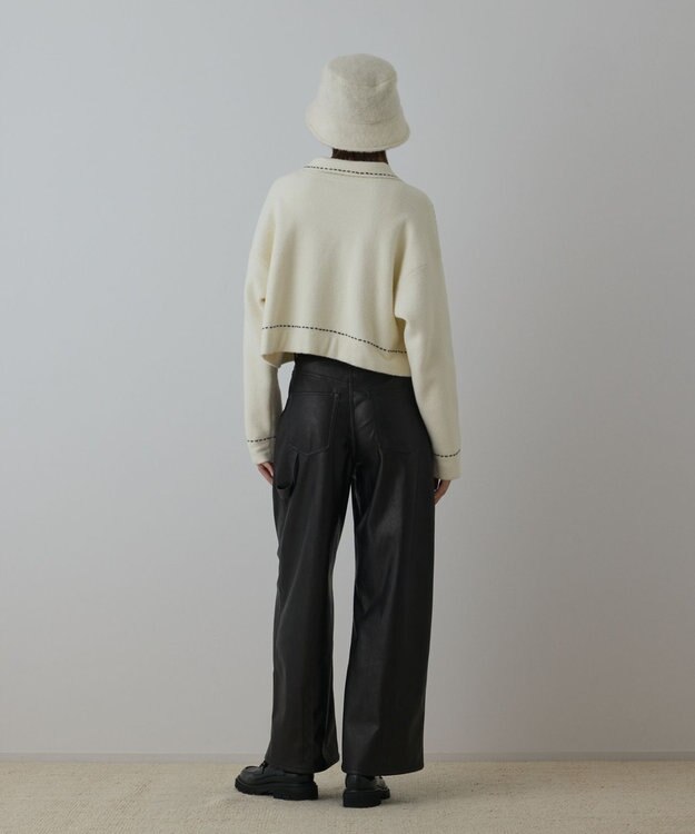 GRACE CONTINENTAL カーブフェイクレザーパンツ ブラック