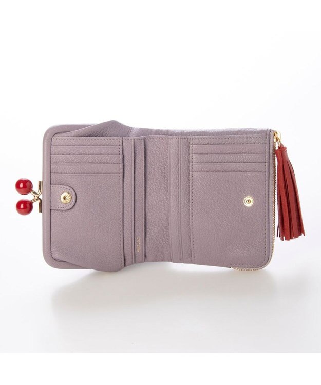 UNBILLION ペルケ perche / アクリル玉がま口2つ折り財布 ラベンダードット